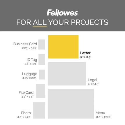 Fellowes Thermal Laminating Pouches, Letter Size Sheets, 5mil 200pk, Clear (5743601)