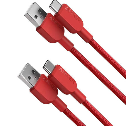 Anker USB A to USB C Cable, Charger Cord (2 Pack,3ft), for iPhone 17 Series,Samsung Galaxy Note 10/S10+ S10, LG V30 (Red)