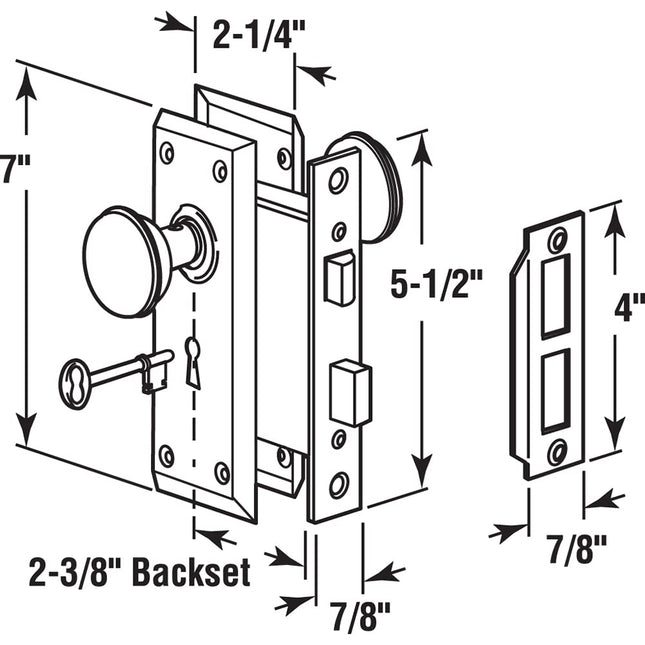 Prime-Line Products E 2330 Keyed Mortise Lock Set, Satin Nickel Finish
