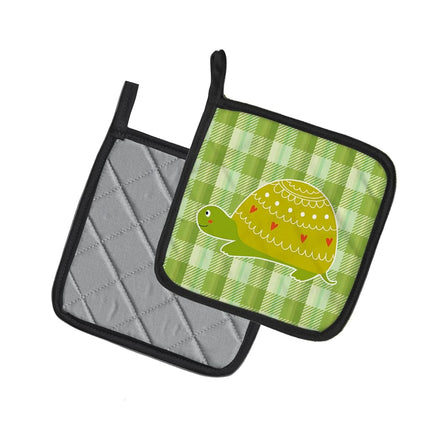 Caroline's Treasures BB6750PTHD Turtle on the Move Pair of Pot Holders, 7.5HX7.5W, multicolor