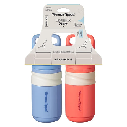 Tommee Tippee Insulated Flip Top Sporty Spill-Proof Toddler Water Bottle for 18 Months+, 11oz, Push-to-Open Lid Helps Keep Spout Clean, Pack of 2, Blue and Red