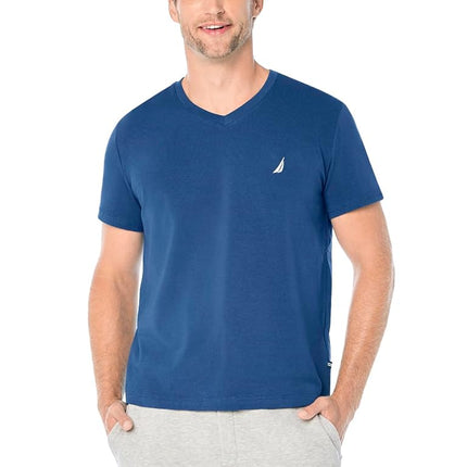 Nautica Men's Short Sleeve Solid Slim Fit V-Neck T-Shirt, Royal Blue, Large