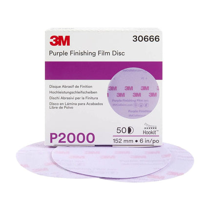 3M 30666-50PK Hookit 6" Purple Finishing Film Disc, (Pack of 50)