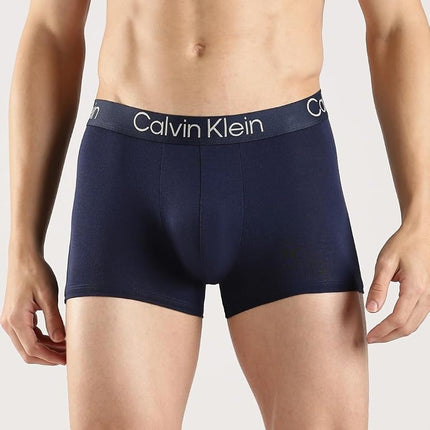 Calvin Klein Men's Ultra Soft Modern Modal 3-Pack Trunk, Black, Blue Shadow, Grey Heather, S