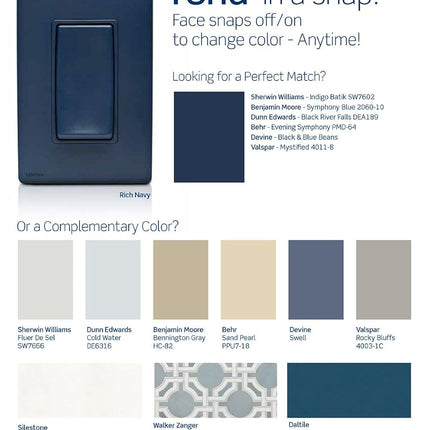 Leviton Coordinating Remote Dimmer Color Change Kit, RKDCD-RN, Rich Navy