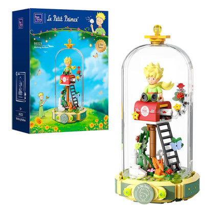 PANTASY Le Petit Prince Boîte aux lettres rose, ensemble de blocs de construction, affichage créatif de fleurs avec dôme globe rotatif, kit de modèle de collection pour adultes et enfants, idée cadeau pour les fans du Petit Prince