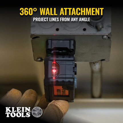 Klein Tools 93PTL Pocket Laser Level, Magnetic Bright Red Plumb Leveling and Alignment Tool, 3 Bubble Vials, 360-Degree Wall Attachment