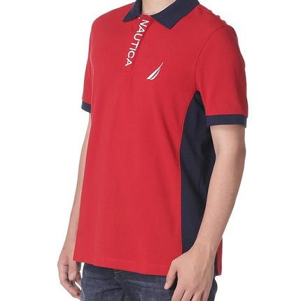 Nautica Men's Short Sleeve Color Block Performance Pique Polo Shirt Red, XL