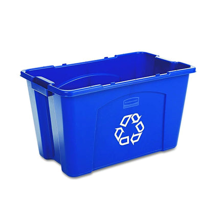 Rubbermaid Commercial Products, Contenedor/Caja de Reciclaje para Papel y Empaques, Apilable, 18 GAL, para Interiores/Exteriores/Garajes/Hogares/Instalaciones Comerciales, Azul (FG571873BLUE)