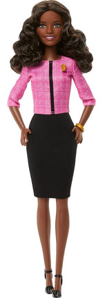 Barbie Careers Doll & Accessories, Future Leader with Dark Brown Hair Wearing Outfit with 2 Golden Bracelets & “B” Pin, Includes Sticker for Kids