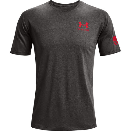 Under Armour Men's New Freedom Flag T-Shirt, Charcoal Medium Heather (019)/Red, Medium