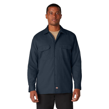 Dickies Men's Long Sleeve Work Shirt, Navy, 3X-Large Big Tall