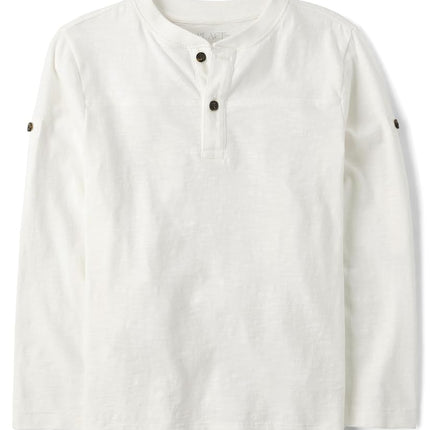 Camisa Henley de manga larga con puño enrollado para niño de The Children's Place, Bunny's Tail White, XXG