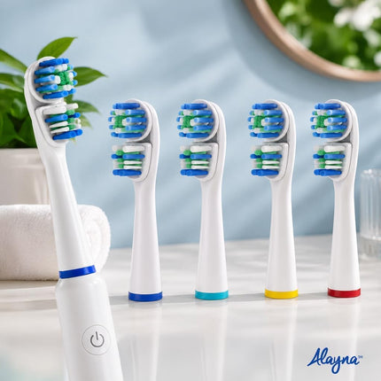 Alayna Brush Heads Compatible with Oral-B, Double Head Design, 12 Count