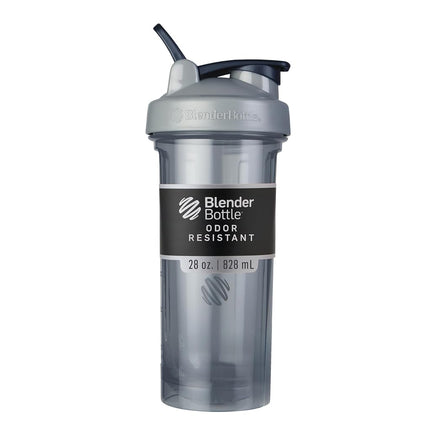 Bouteille Shaker BlenderBottle Série Pro, parfaite pour les Shakes Protéinés et l'Avant-Entraînement, 828 ml, Gris Pleine Couleur