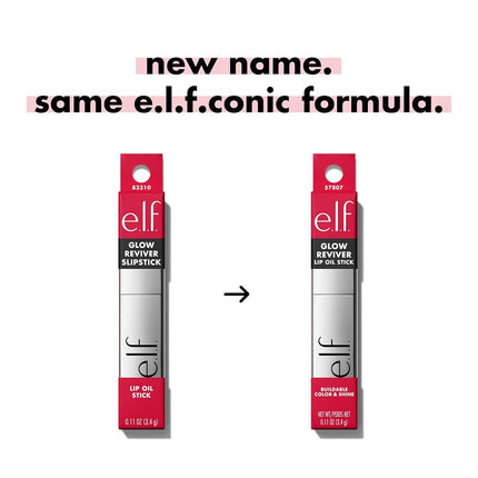 e.l.f. Glow Reviver Slipstick, Tinted Lip Oil Stick, Non-Sticky & Hydrating For A Soft-Shine Finish, Vegan & Cruelty-Free, Cherry on Top