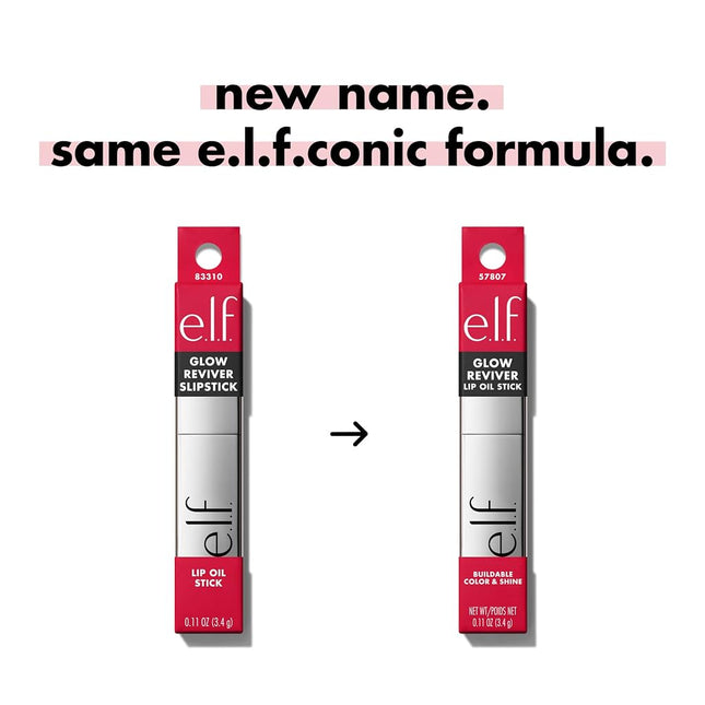 e.l.f. Glow Reviver Slipstick, Tinted Lip Oil Stick, Non-Sticky & Hydrating For A Soft-Shine Finish, Vegan & Cruelty-Free, Cherry on Top