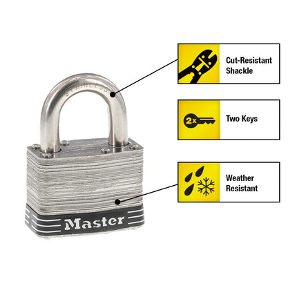 MASTERLOCK CO 5SSKADHC Stainless Steel Laminated Padlock, 2"