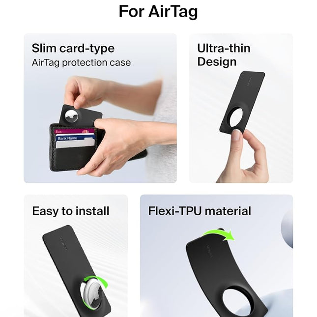 Belkin Apple AirTag Secure Wallet Insert, Thin AirTag Wallet Holder, Accessories for Apple AirTag - Ultra Slim & Flexible Credit Card Size Insert for Purse, Handbag, Pocket, Backpack - Black (2-Pack)