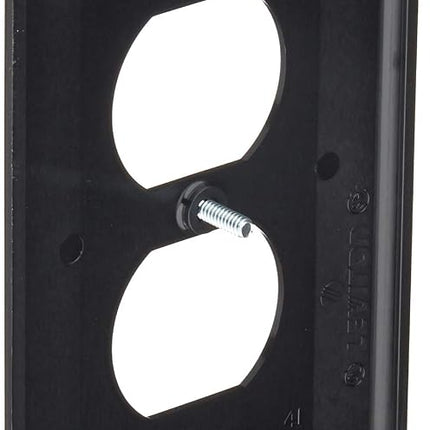 Leviton 1-Gang Duplex Receptacle Wallplate, Midway Size, PJ8-E, Black