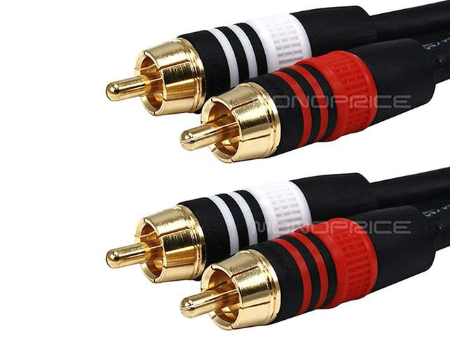 Monoprice 102869 3' Premium 2 RCA Plug to 2 RCA Plug 22AWG Cable - Black