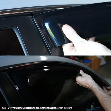 DNA MOTORING Set of 4 Tape-On Window Rain Guards for 2006-2008 Honda FIT GD3 Smoke Tint Window Visor Shade/Sun Wind/RAIN Deflector, WVS-057
