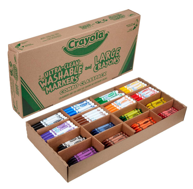 Crayola Large Crayons & Ultra Clean Washable Markers, 256 Count, Assorted (CYO523348)