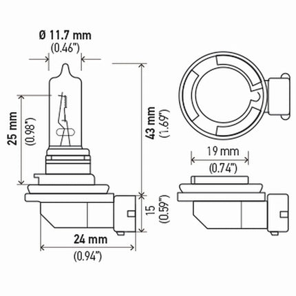 HELLA H9 2.0TB High Performance Bulb, 12V, 65W, 2 Pack