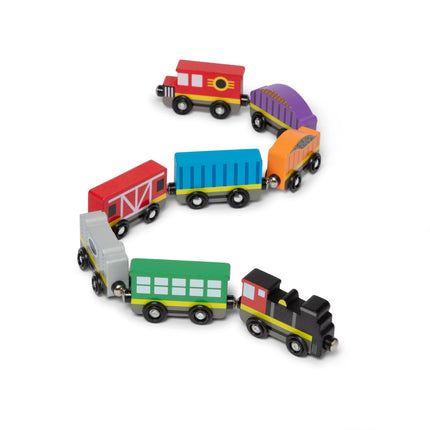 Melissa & Doug Wooden Train Cars (8-Piece Train Se