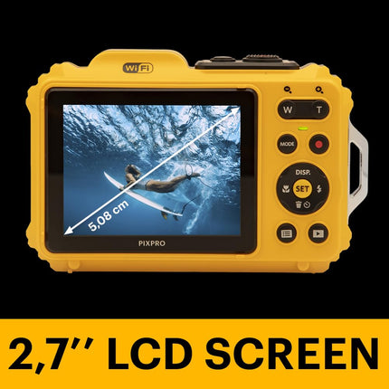 KODAK Pixpro WPZ2 - 16M Pixel Compact Digital Camera, Waterproof to 15m, Shockproof, 720p Video, 2.7" LCD Screen - Li-ion Battery, Yellow