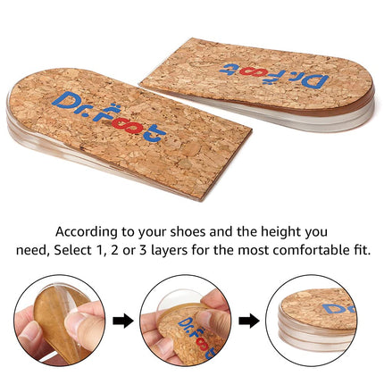 Dr. Foot's Adjustable Orthopedic Heel Lift for Leg Length Discrepancies, Height Increase Insole for Heel Spurs, Heel Pain, Sports Injuries, and Achilles tendonitis (Large- Women's 10-13|Men's 9-14)