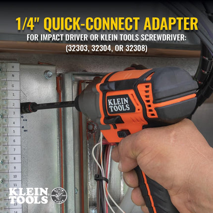 Klein Tools 32766 Impact Driver, 3-in-1 Impact Flip Socket and Bit Holder, 1/4-Inch and 5/16-Inch Hex Drivers, 3-Inch Length
