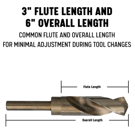 Drill America - DWDCO1-1/16 1-1/16" Reduced Shank Cobalt Drill Bit with 1/2" Shank, DWDCO Series