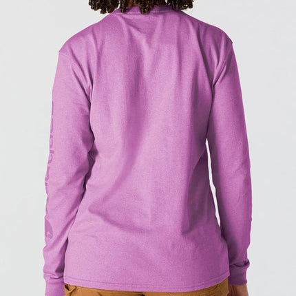 Carhartt Women's 103401 Women's WK231 Long Sleeve Logo T-Shirt, Cherry Bloom, L