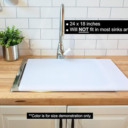 Thirteen Chefs Extra Large 24 x 18 Plastic Cutting Board - 1/2" Thick White HDPE for Restaurants and Professional Kitchens