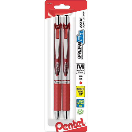 EnerGel RTX Retractable Liquid Gel Pen Medium Line 2/Pkg-Red