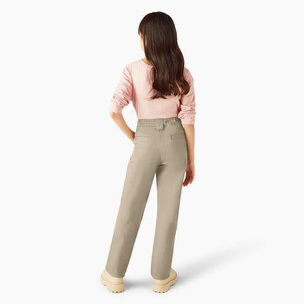 Dickies Big Girls' Stretch Slim Straight Pant, Desert Sand, 12