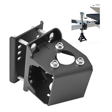 ALMULOO Soporte de Gato, Juego de Reubicación Atornillable, Compatible con Remolques de 3 Pernos y Lengüeta Estilo A-Frame, Acero Negro con Recubrimiento en Polvo, Apto para Remolques/Caravanas/Barcos