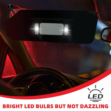 HECASA Sun Visor Compatible with 1997-2004 Chevrolet Corvette C5 Replacement for 10442033 10442034 Sunstrip for Car Sun Shades with LED Lights Black