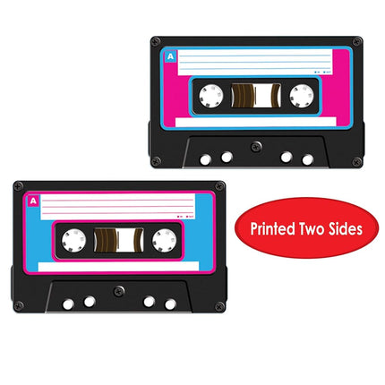 Beistle S54703AZ1 5 Piece 80's Theme Cassette Tape Hanging Swirl Decorations Retro 1980's Party Décor Whirls, Plastic Paper, Black/White/Pink/Turquoise