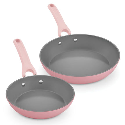 DASH Dream Green Céramique Aluminium Recyclé Lot de 2 poêles à frire 24 cm et 28 cm - Rose