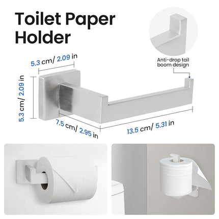 FAHKNS 10 Pièces Ensemble d'Accessoires de Salle de Bain 23,6 Pouces en Acier Inoxydable, Porte-Serviettes Carré Mural pour Salle de Bain, Argent