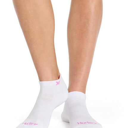 Hurley Women's 8 Pack Sport Ultra Soft Low Cut Socks, White/Orchid/Sunkissed, 8-10 UK