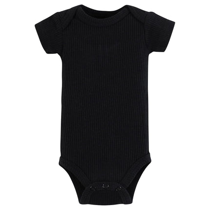 Hudson Baby Unisex Thermal Preemie Layette Set 4pc Short Sleeve Outfit, Black White Dots Short Sleeve, Preemie