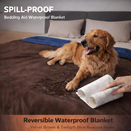 Bedding Aid Waterproof Reversible Blanket, Excellent Leakproof Protector Cover to Protect Bed Mattress, Sofa, Couch from Pee & Spills from Adults, Babies, Dogs, Pets (Beige/Greyish Blue, 80”x90”)