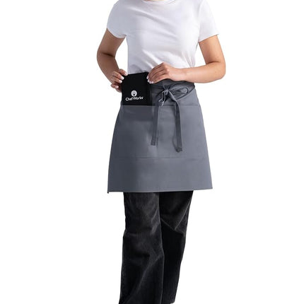 Chef Works Unisex Half Bistro Server Apron, Gray, One Size