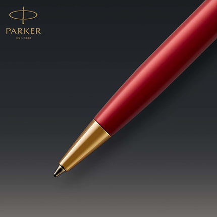 PARKER Sonnet Ballpoint Pen, Red Lacquer with Gold Trim, Medium Point Black Ink (1931476)