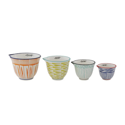 Creative Co-Op Hand Stamped Striped Stoneware Meas