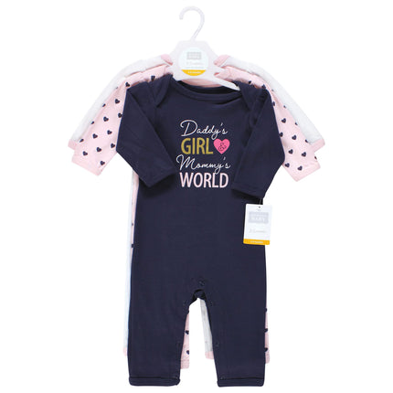 Hudson Baby baby-girls Cotton Coveralls, Love at First Sight, 6-9 Months