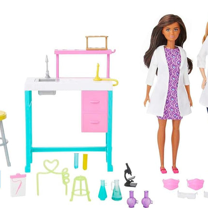 Barbie Careers Playset, Science Lab with 2 Scientist Fashion Dolls, Bench & 10+ Accessories (Amazon Exclusive), HJY95